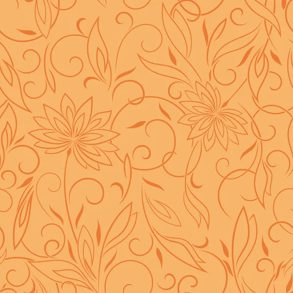 Seamless pattern lotus horizontal orange — Stock Vector