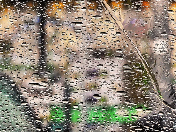 Gocce Pioggia Sul Parabrezza Della Macchina All Interno — Foto Stock
