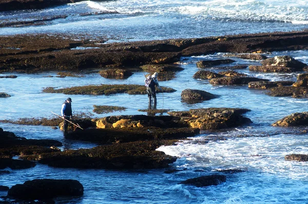 Dois Homens Pescar Nas Rochas — Fotografia de Stock