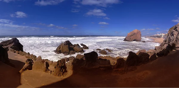 Seascape Větrného Dne Portugalského Pobřeží Atlantiku — Stock fotografie