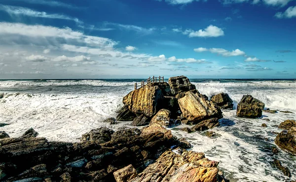 Seascape Într Vânt Largul Coastei Portugheze Atlanticului — Fotografie, imagine de stoc