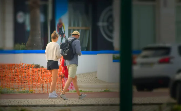 Couple Tourists Walking City — Fotografia de Stock