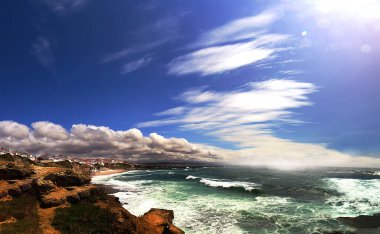 Seascape on the Portuguese Atlantic coast in an afternoon