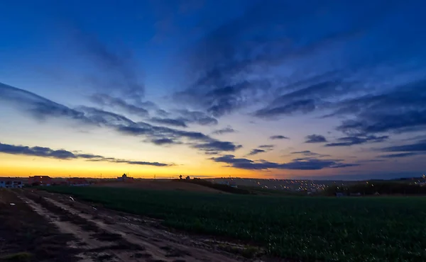 Rural Landscape Sunset Sky Defined Clouds — Foto de Stock