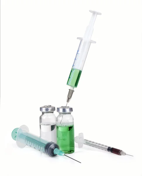 Medical ampoules and syringes Royalty Free Stock Photos