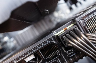 Modern bilgisayar içeriden. Akıllı demir. Makro. Yakın plan..