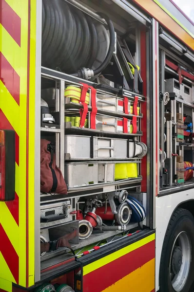 Пожарная Машина Оборудованием Необходимым Спасательной Операции Крупный План — стоковое фото