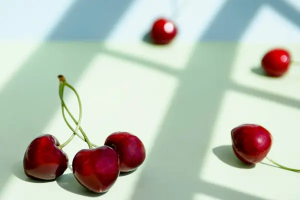 Cherry Berries Close Abstract Background Juicy Ripe Berries Large Cherries — Stock Photo, Image