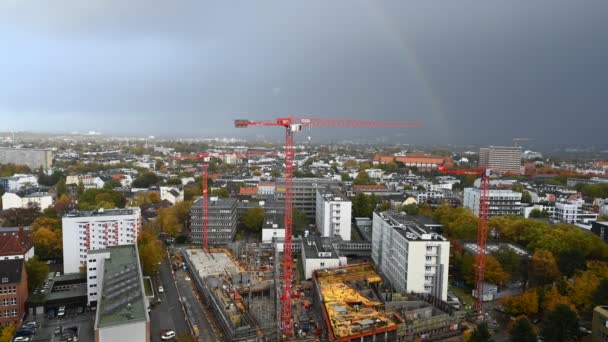 Hamburg Üzerinde Gökkuşağı Almanya Daki Hamburg Üniversitesi Nin Şantiyesinde — Stok video