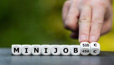 Almanya 'da bir mini işin azami gelirinin 450 EUR' dan 520 EUR 'ya çıkarılması için sembol.
