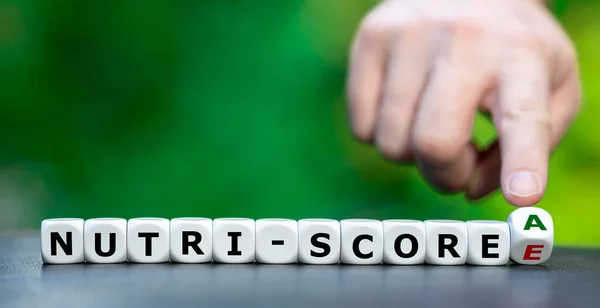 Mano Gira Los Dados Cambia Expresión Nutri Score Nutri Score — Foto de Stock