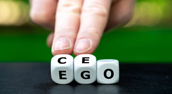 Hand Turns Dice Changes Expression Ego Ceo — 스톡 사진