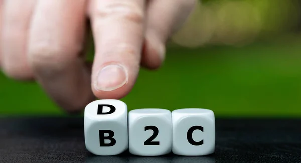 Hand Turns Dice Changes Expression Business Consumer B2C Direct Consumer — Stockfoto