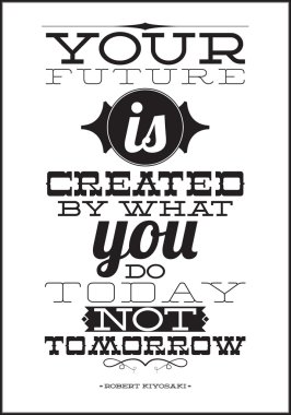 Your future is created by what you do today not tomorrow vector