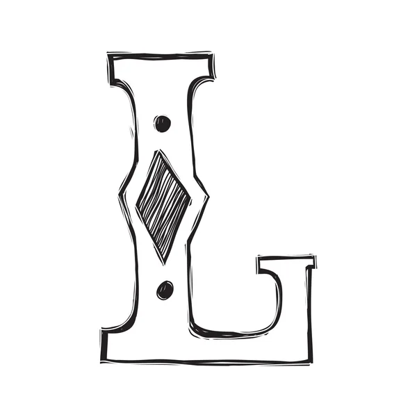 Винтажный стиль буква L — стоковый вектор