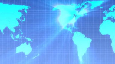 ışınları parlayan mavi Dünya Haritası