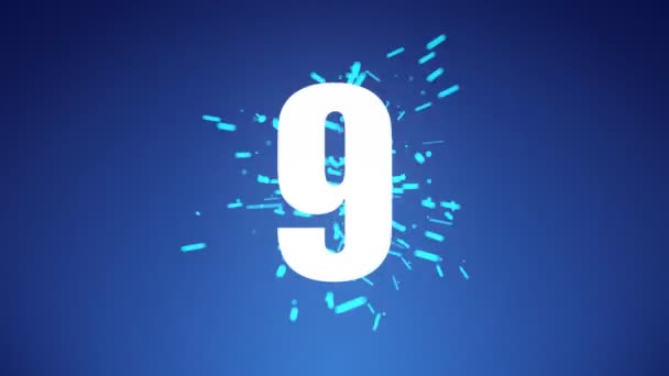 Animação de Countdown com faíscas azuis — Vídeo de Stock