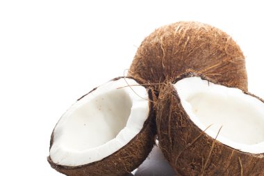 beyaz zemin üzerine Hindistan cevizi