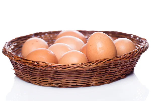 Brown eggs in basket — Stock Photo, Image