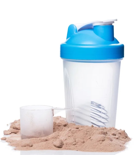 Shaker and protein powder — Stock Photo, Image