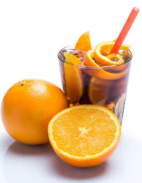 Cold cocktail with orange fruit — Stock Photo, Image