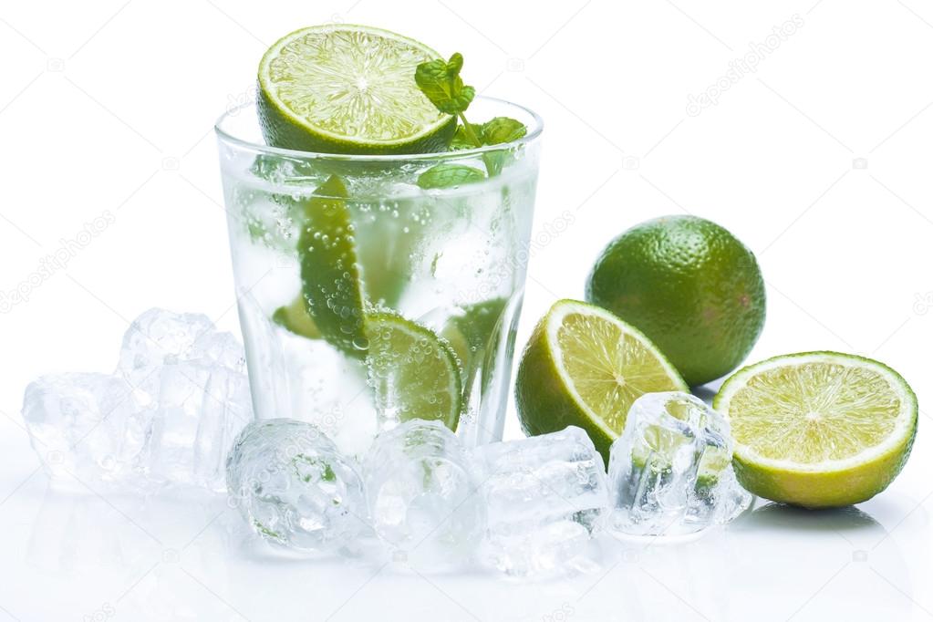 Fresh drink with lime and mint