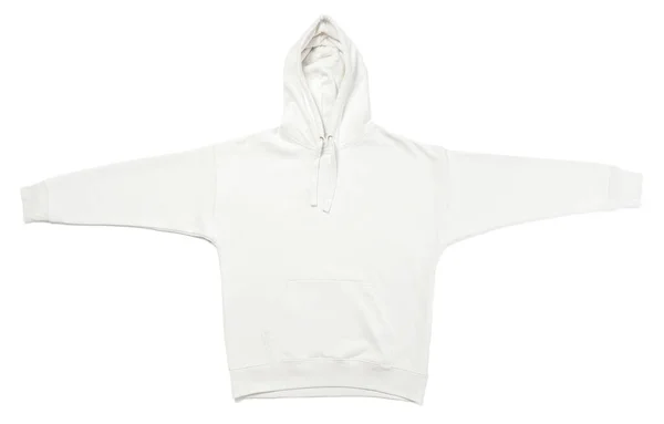 Sudadera Blanca Con Capucha Aislada Sobre Fondo Blanco — Foto de Stock