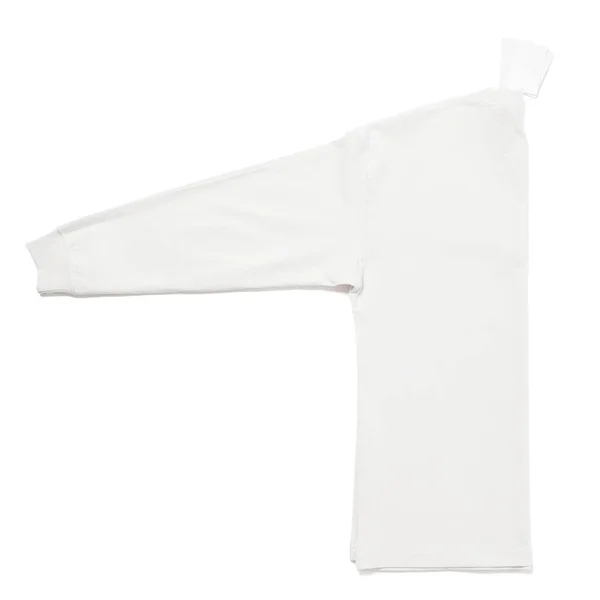 Shirt Bianca Bianca Maniche Lunghe Isolata Sfondo Bianco — Foto Stock