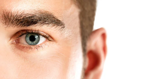 Närbild Manliga Ögon Skönhet Och Sjukvård Koncept — Stockfoto