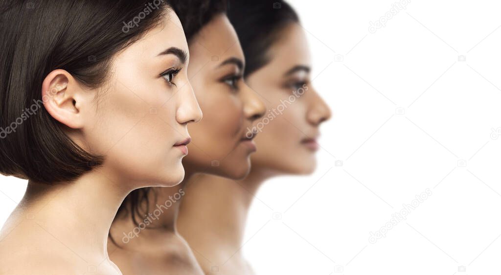 Multi-ethnic beauty and skincare. Group of beautiful women with a different ethnicity.