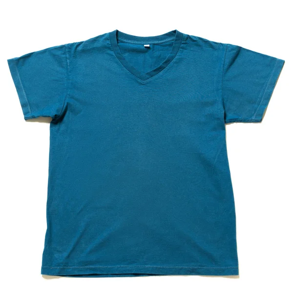 Versleten Oud Blauw Shirt Witte Achtergrond — Stockfoto