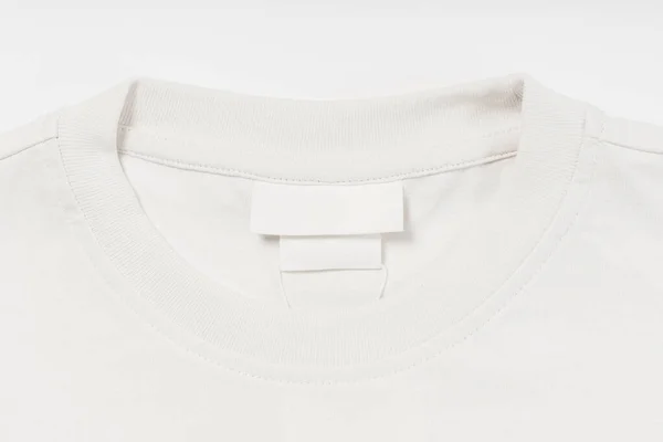 Gros Plan Coton Blanc Shirt Étiquettes Ourlet — Photo