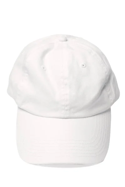 Λευκό Καπέλο Του Μπέιζμπολ Απομονωμένο Λευκό Φόντο — Φωτογραφία Αρχείου
