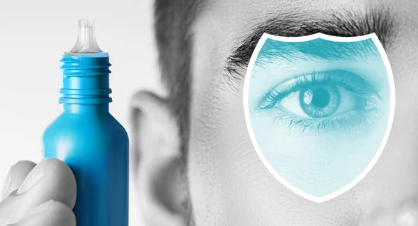 Protect Your Vision Closeup Eye Small Bottle Eyedrops — Stock Photo, Image