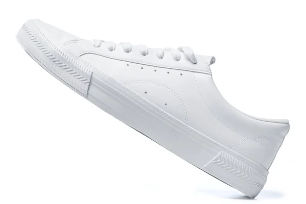 Trainers White Leather Shoe Isolated White Background — Stock Photo, Image