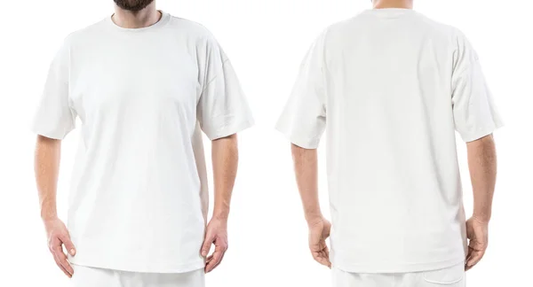 Uomo Che Indossa Shirt Bianca Con Uno Spazio Vuoto Design — Foto Stock