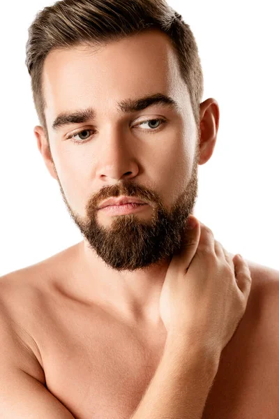 Porträt Eines Jungen Und Gutaussehenden Bärtigen Mannes Mit Glatter Haut — Stockfoto