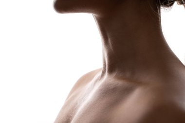Closeup of female neck with a smooth skin. Skin-care and anti-aging treatments for aging neck  clipart