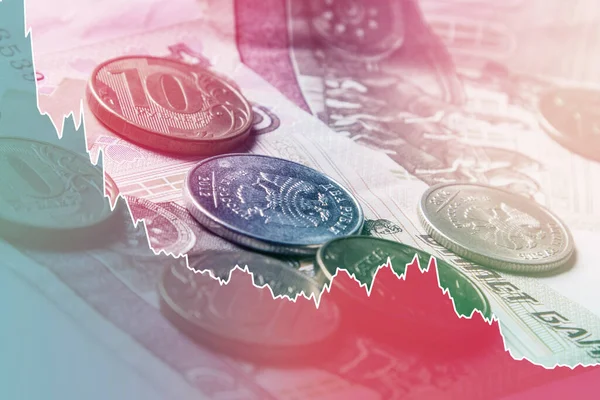 Hintergrund Kursverfall Des Russischen Rubels Durch Wirtschaftssanktionen — Stockfoto