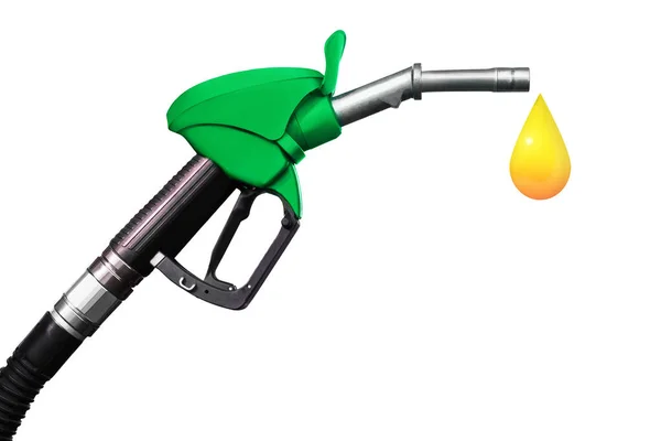 Green Fuel Nozzle Isolated White Background — Stock Photo, Image