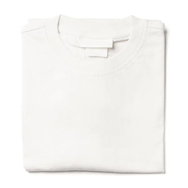 Camiseta Blanca Blanco Plegada Aislada Sobre Fondo Blanco — Foto de Stock