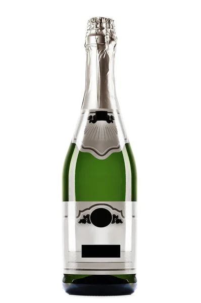 Bottle Sparkling Wine Empty Space White Background — Stock Photo, Image