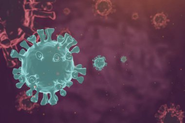 Kırmızı arka planda Coronavirus kavramı COVID-19. 3d oluşturma.