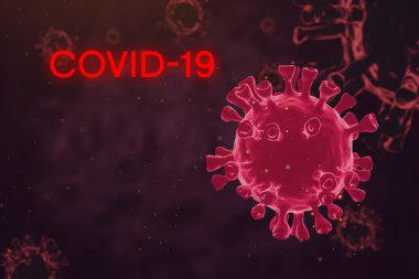 Kırmızı arka planda Coronavirus kavramı COVID-19. 3d oluşturma.