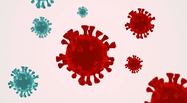 Coronavirus Influenza Concept Covid Sur Fond Rouge Rendu — Photo
