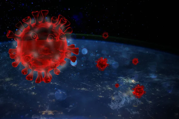 Coronaviruses Influenza Concept Covid Rendering Nasa提供的世界要素图像 — 图库照片