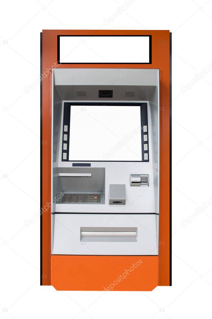 ATM machine Concept of monetary Checking the transfer payment Mockup.clipping path