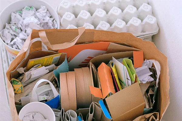 Papier Karton Klaar Voor Recycling Bundels Karton Die Gerecycled Moeten — Stockfoto