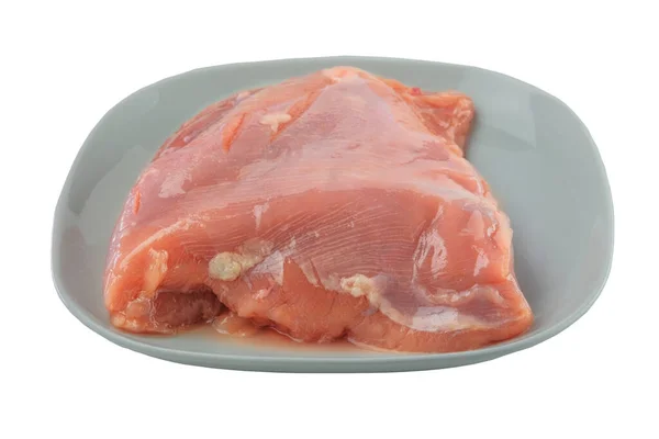 Kalkoen Filet Plaat Geïsoleerd Witte Achtergrond Rauw Vlees Koken — Stockfoto