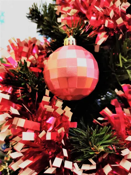 Dalın Üzerinde Parlak Pembe Noel Balosu — Stok fotoğraf